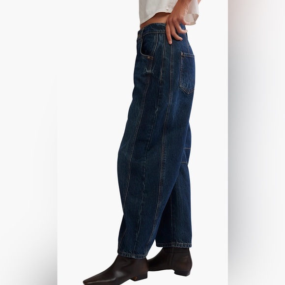 NWOT Free People We The Free Good Luck Barrel Jeans Deep End - Picture 3 of 6